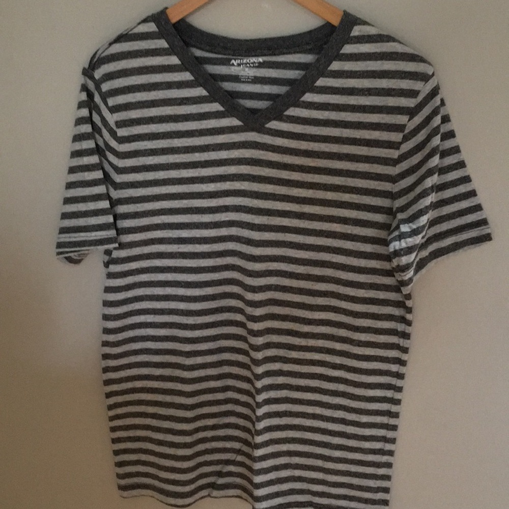 Men's striped V neck T